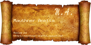 Mauthner Anetta névjegykártya